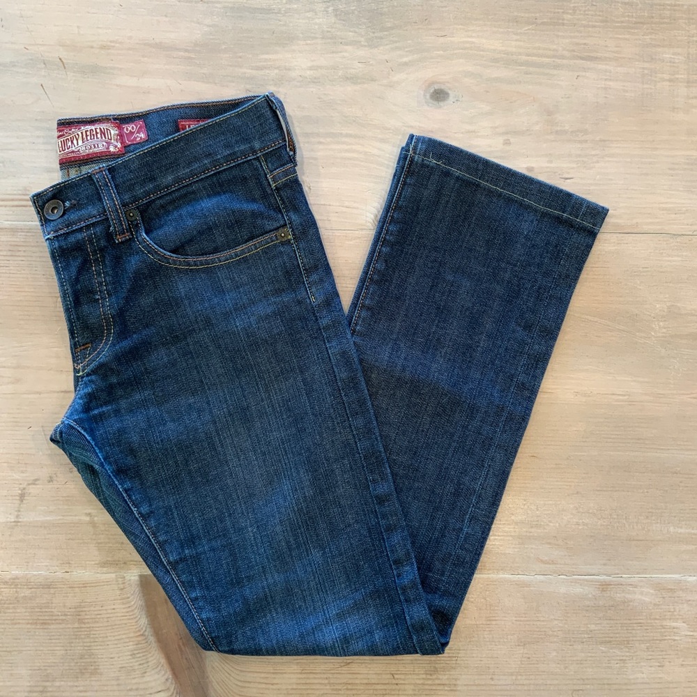 Lucky Legend Sweet'N Straight Women's Designer Blue Jeans Size 00/24 Low Rise
